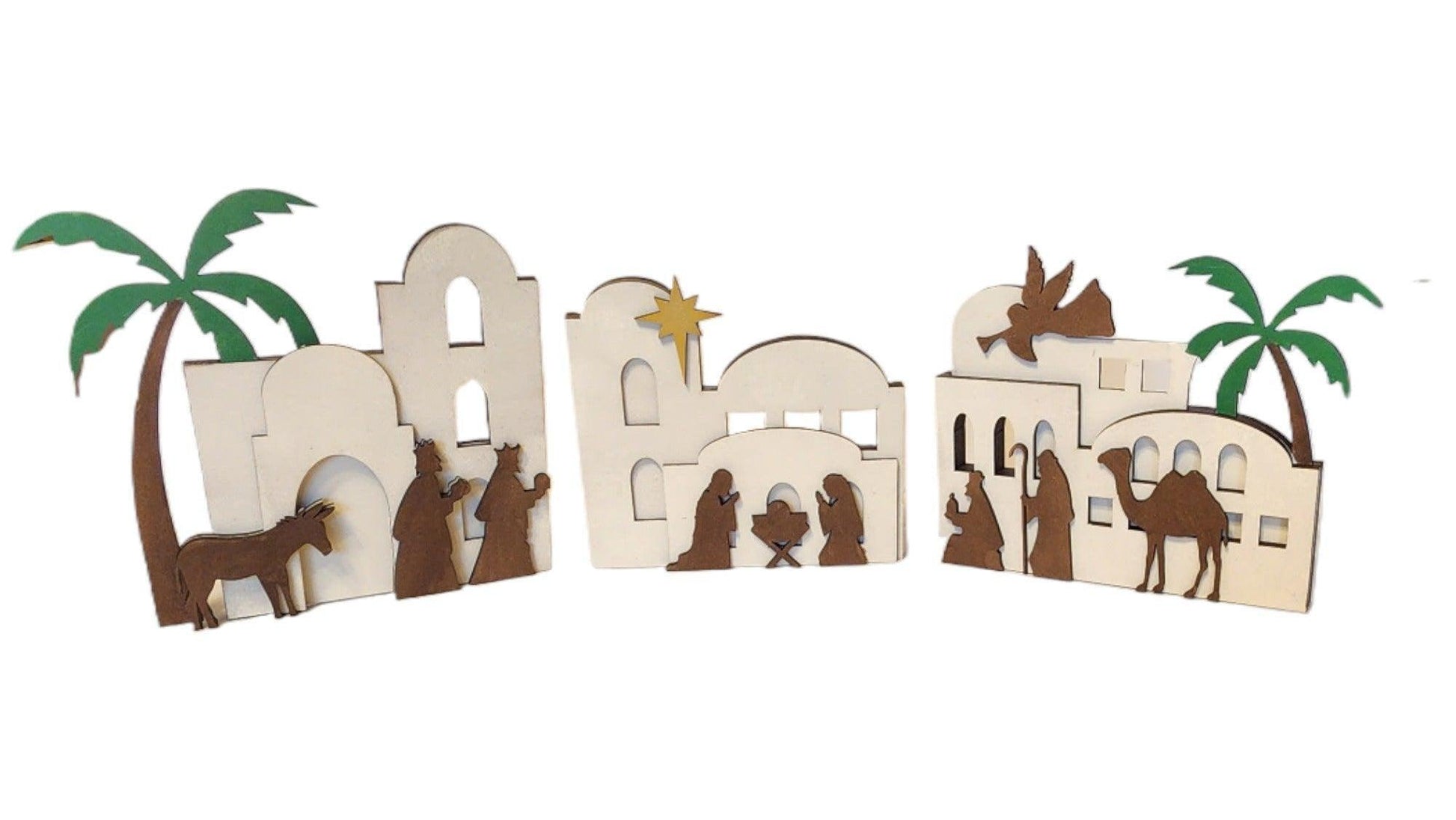 Nativity Bethlehem Shelf Sitter - Holy Night Baby Jesus DIY - RusticFarmhouseDecor