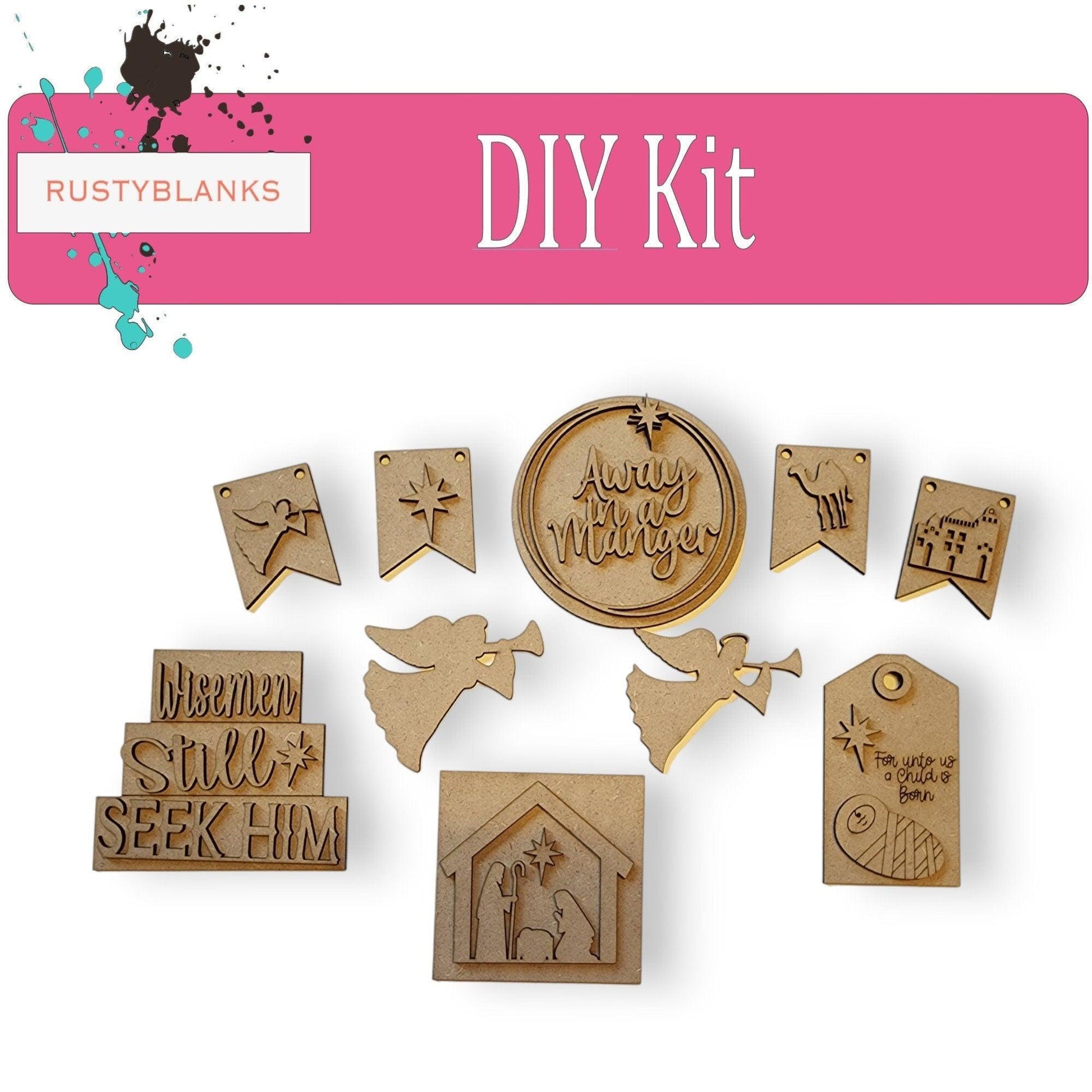 Nativity DIY Tiered Tray Set, Holiday Decor - RusticFarmhouseDecor