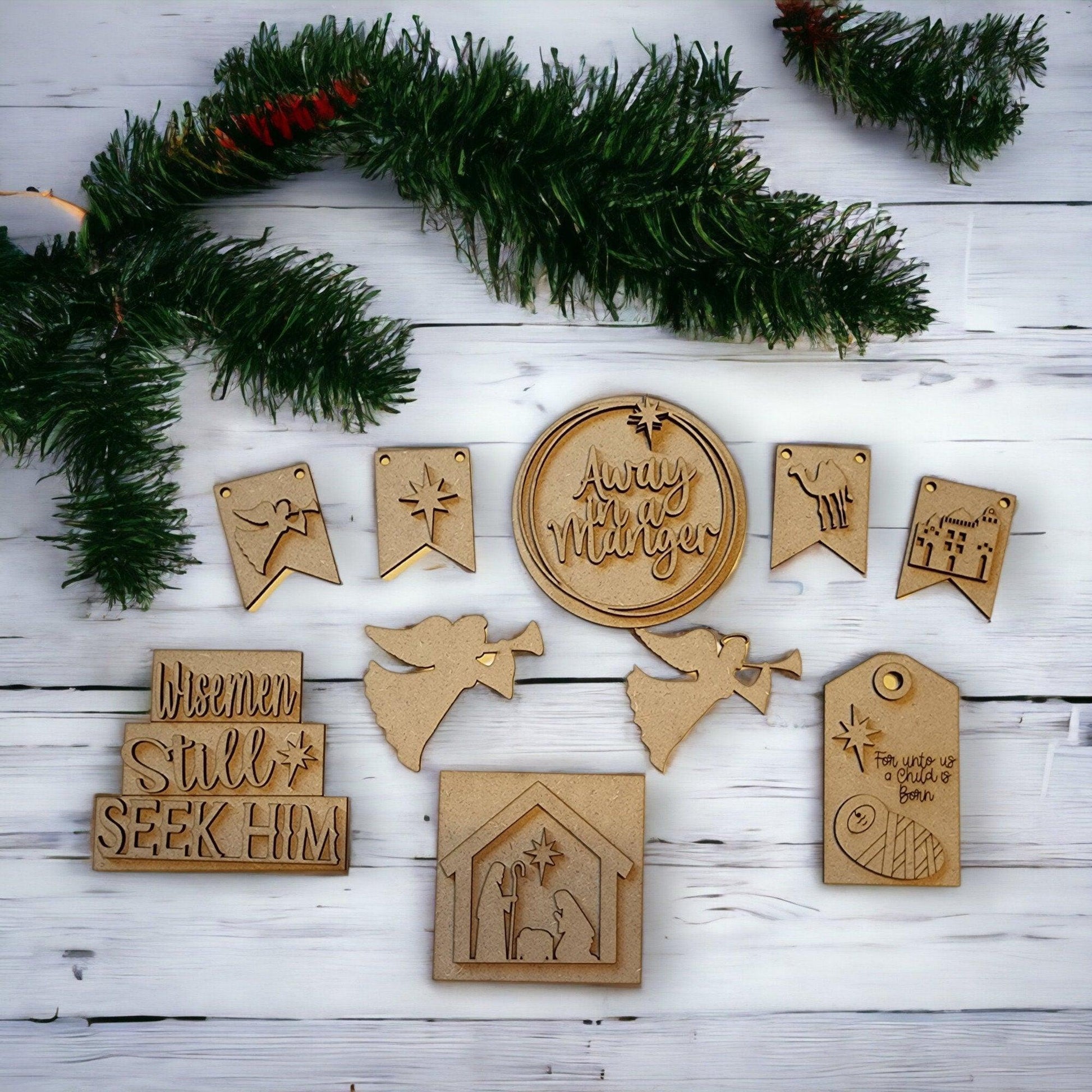 Nativity DIY Tiered Tray Set, Holiday Decor - RusticFarmhouseDecor