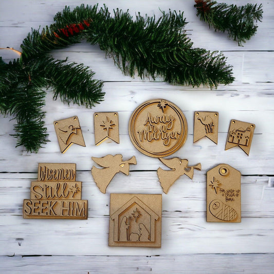 Nativity DIY Tiered Tray Set, Holiday Decor - RusticFarmhouseDecor