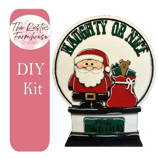 Naughty or Nice Santa insert for Snow Globe DIY Interchangeable Decor Inserts- Wood Paint Kit - RusticFarmhouseDecor