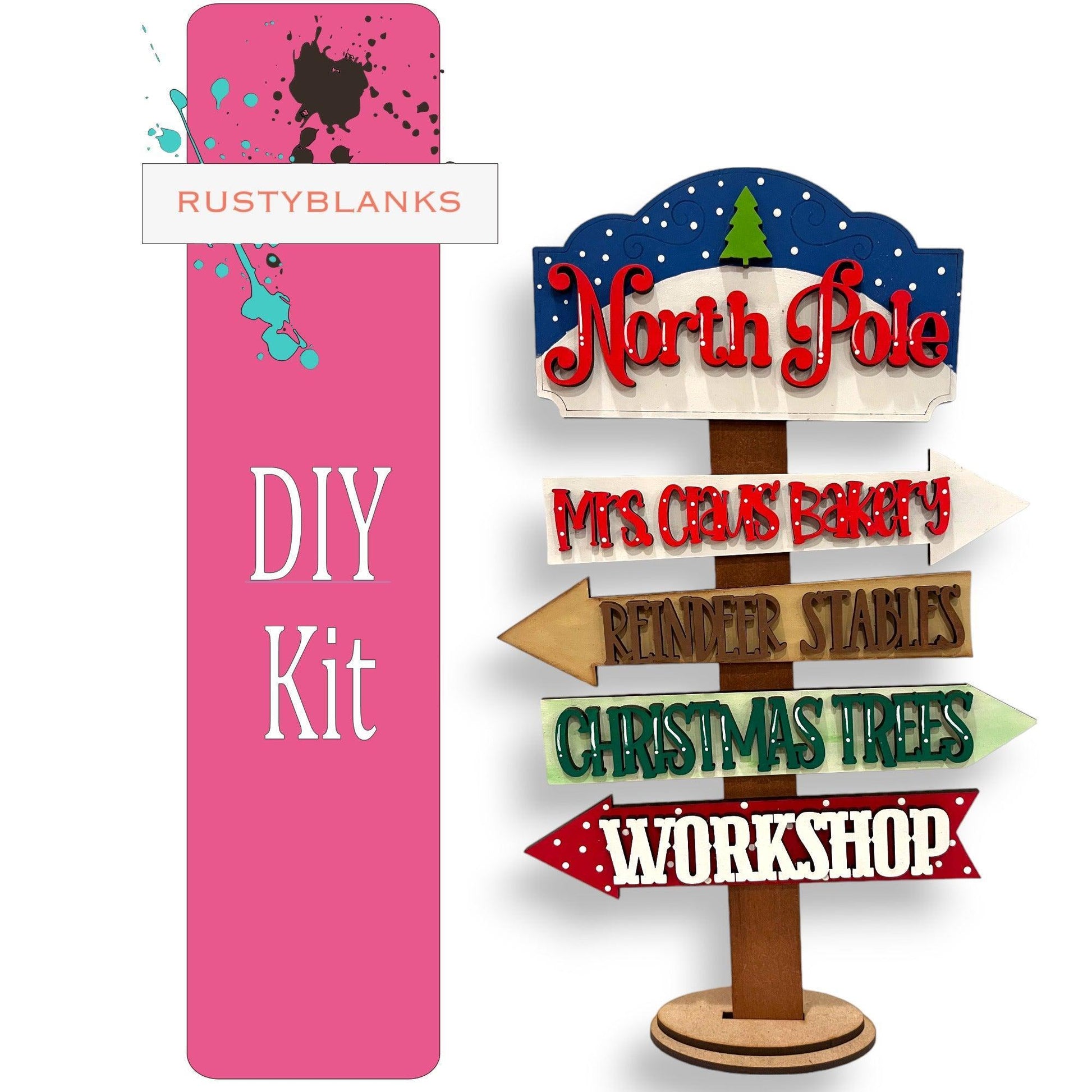 North Pole Street Sign Shelf Sitter , DIY Holiday Decor - RusticFarmhouseDecor