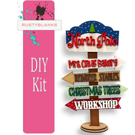 North Pole Street Sign Shelf Sitter , DIY Holiday Decor - RusticFarmhouseDecor
