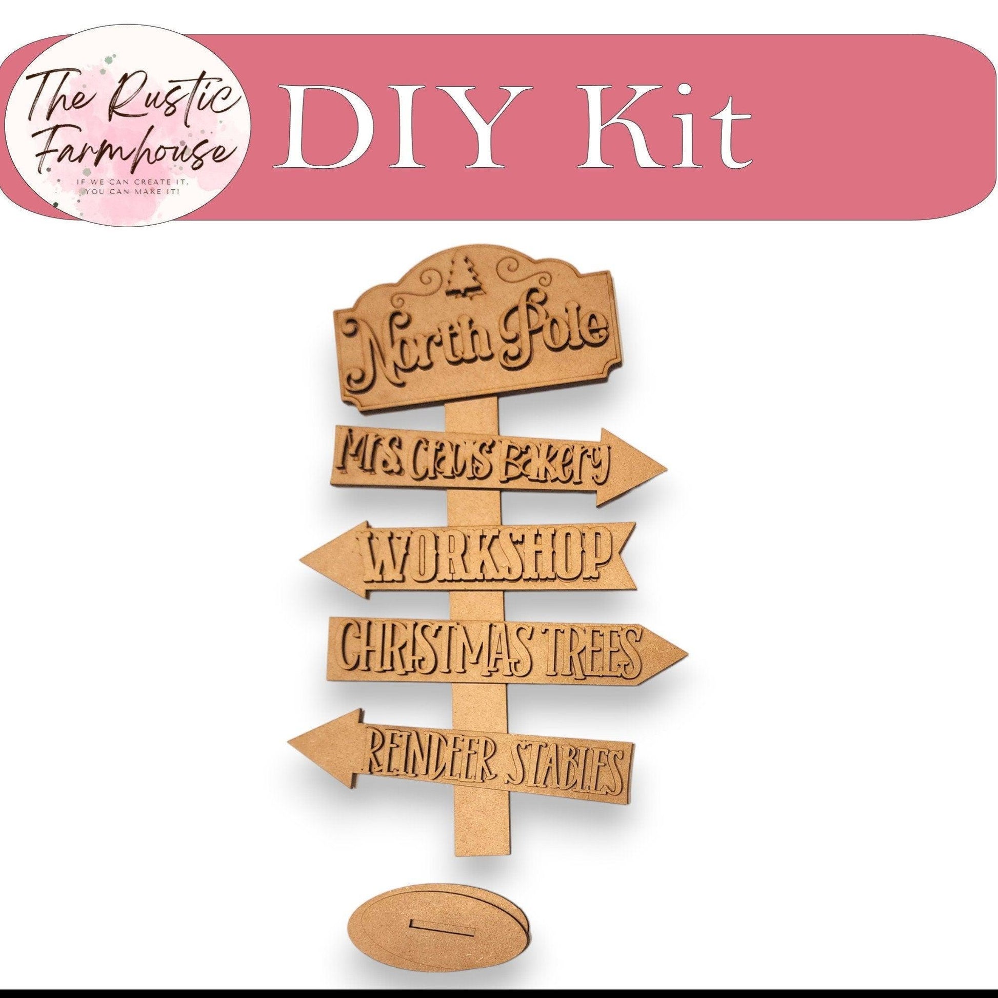 North Pole Street Sign Shelf Sitter , DIY Holiday Decor - RusticFarmhouseDecor