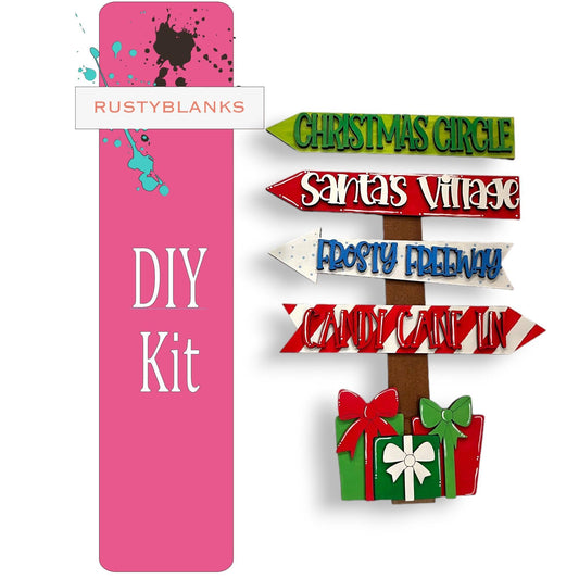 North Pole Street Sign with Presents Shelf Sitter, DIY Holiday Decor - RusticFarmhouseDecor
