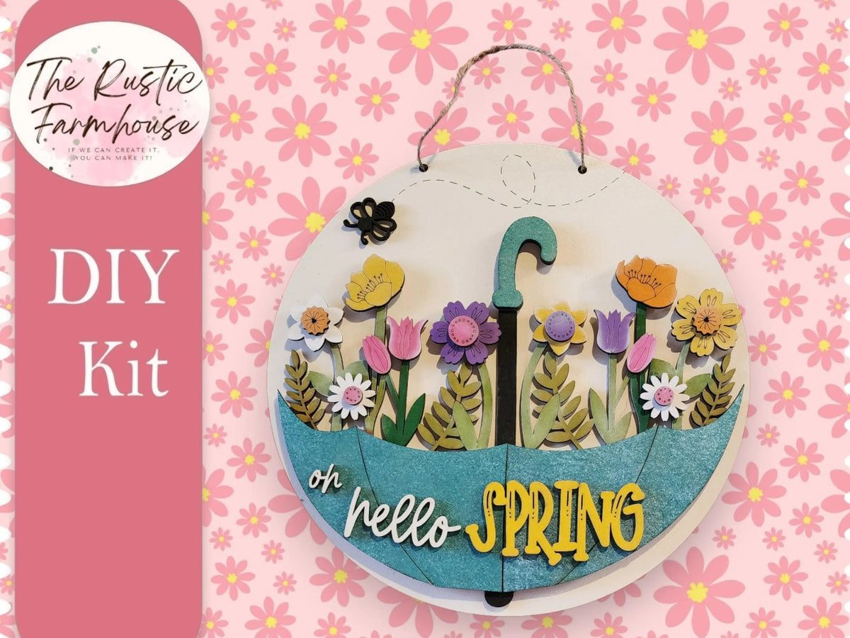 Oh Hello Spring Door Hanger, DIY Door Sign, Diy Wood Blanks, Spring Front Porch Decor - RusticFarmhouseDecor