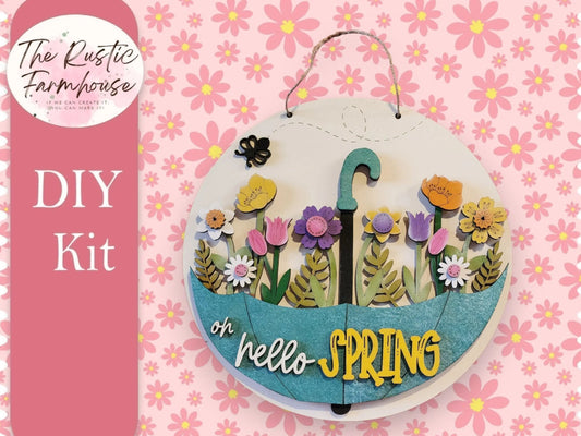 Oh Hello Spring Door Hanger, DIY Door Sign, Diy Wood Blanks, Spring Front Porch Decor - RusticFarmhouseDecor