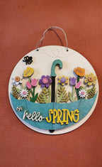 Oh Hello Spring Door Hanger, DIY Door Sign, Diy Wood Blanks, Spring Front Porch Decor - RusticFarmhouseDecor