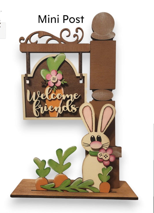 Premade Easter Bunny Add On Inserts for our Mini Interchangeable Post, Welcome Friends Sign - RusticFarmhouseDecor