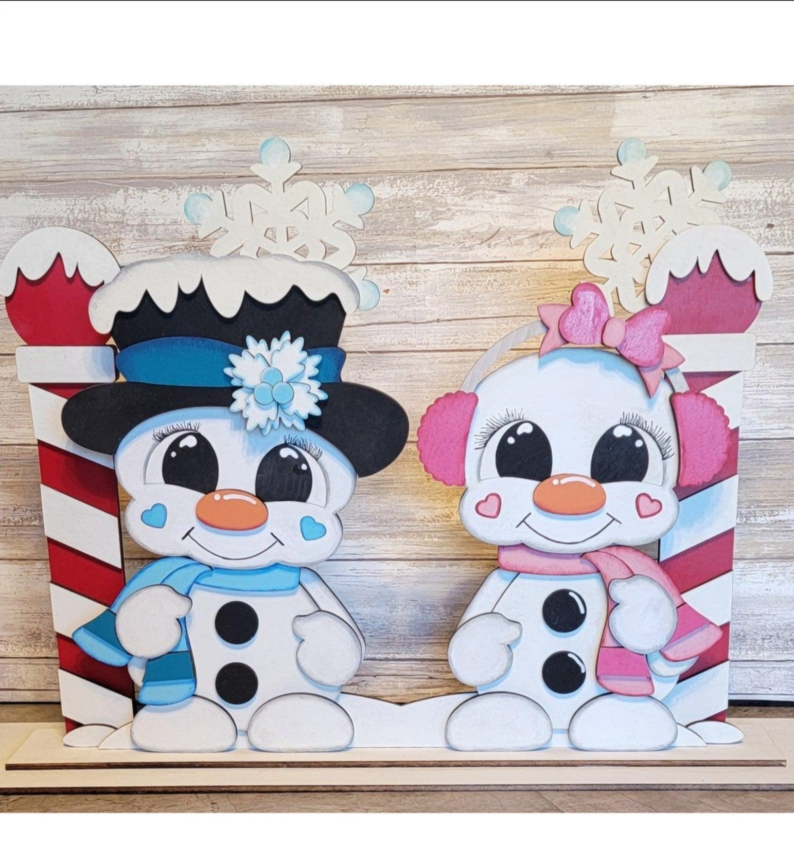 Premade Love Never Melts Winter Snowman Couple - RusticFarmhouseDecor