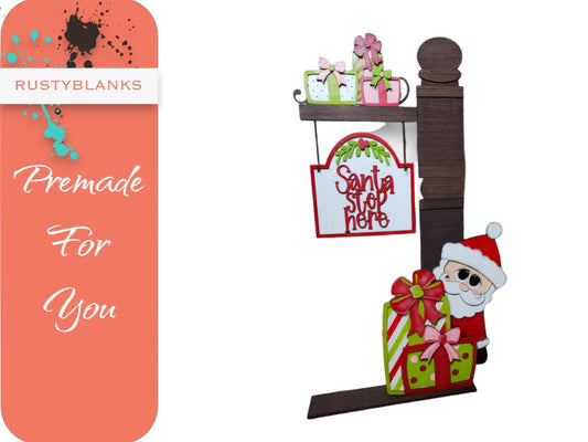 Premade Santa Stop Here Sign and Inserts for the Large Interchangeable Posts or Fence - RusticFarmhouseDecor