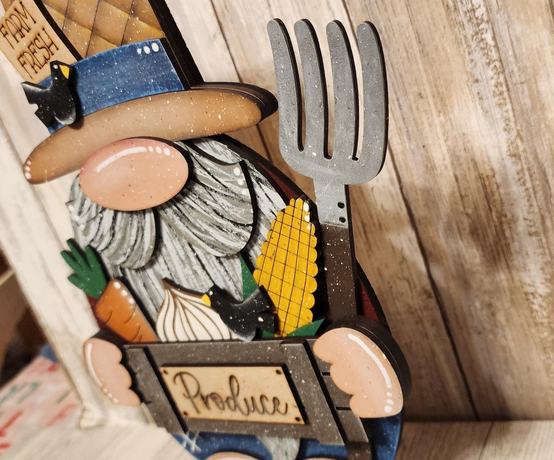 Premade Standing Farmer Gnome with vegetable basket Only one avaialbe - RusticFarmhouseDecor