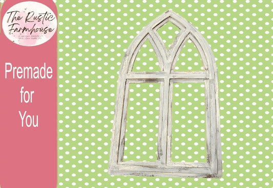 Premade Vintage Window Decor, Arch Window Wall Hanging, Chippy Crackle Window Frame, - RusticFarmhouseDecor