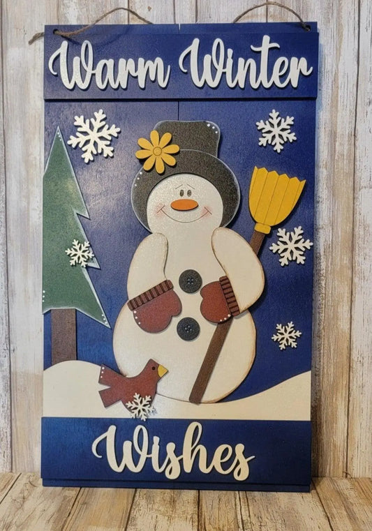 Premade Warm Winter Wishes Sign/Door Hanger - RusticFarmhouseDecor