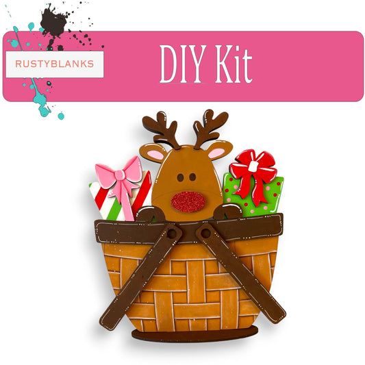 Reindeer for the Interchangeable Flower Basket Decor, Wood Blank for Painting, Inserts for Basket - RusticFarmhouseDecor