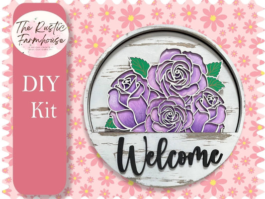 Rose insert for Welcome sign, DIY Door decor, 11 inch Door hanger, DIY Interchangeable door hanger insert, Welcome Door Hanger - RusticFarmhouseDecor
