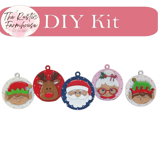 Santa and Crew Holiday Ornament DIY Christmas Tree Decor - RusticFarmhouseDecor