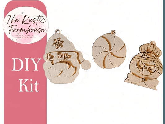 Santa and Mrs Claus Holiday Ornament DIY Christmas Tree Decor - RusticFarmhouseDecor