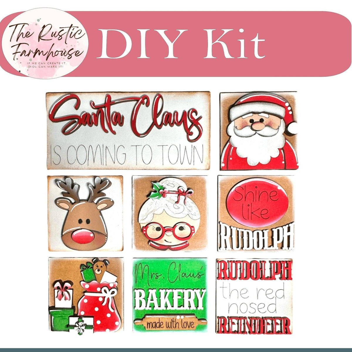 Santa Claus Mini Tiles Kit - RusticFarmhouseDecor