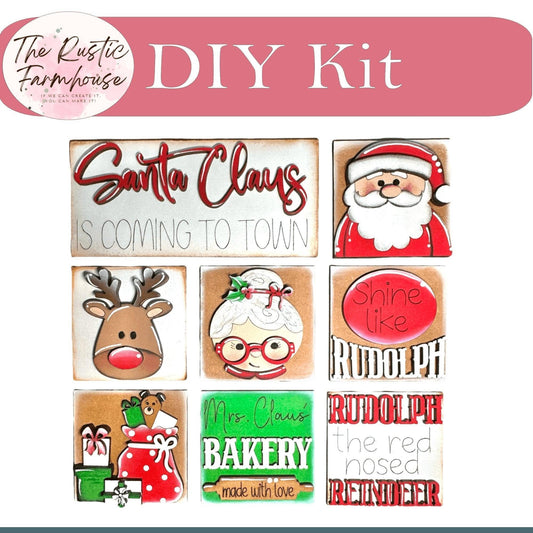 Santa Claus Mini Tiles Kit - RusticFarmhouseDecor