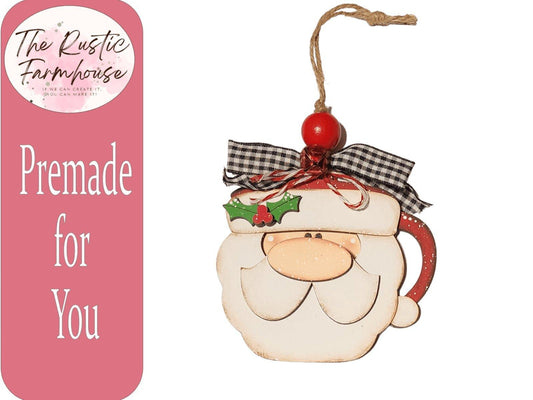 Santa Mug Ornament Christmas Decor - RusticFarmhouseDecor