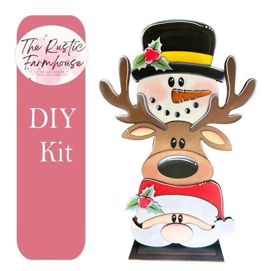 Santa, Rudolph and Snowman Christmas Sign Door Hanger - RusticFarmhouseDecor