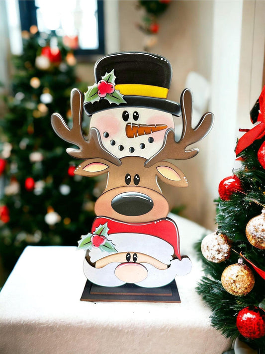 Santa, Rudolph and Snowman Christmas Sign Door Hanger - RusticFarmhouseDecor