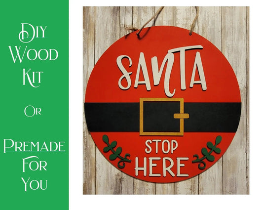 Santa Stop Here Door Hanger - RusticFarmhouseDecor