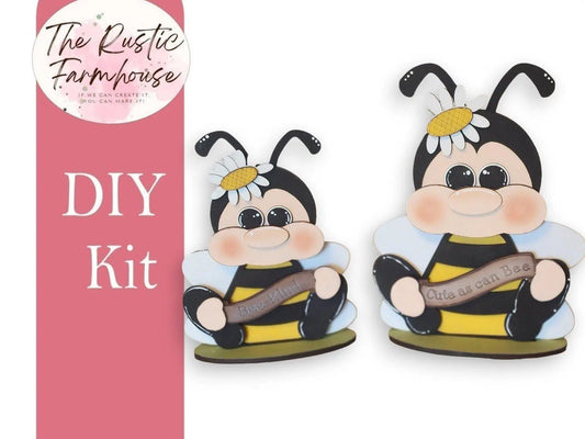 Sitting Bumble Bee Decor DIY Craft kit for paint parties Bee Kind Unfinished DIY Wood Kit, Blanks to Decorate Home Decor - RusticFarmhouseDecor