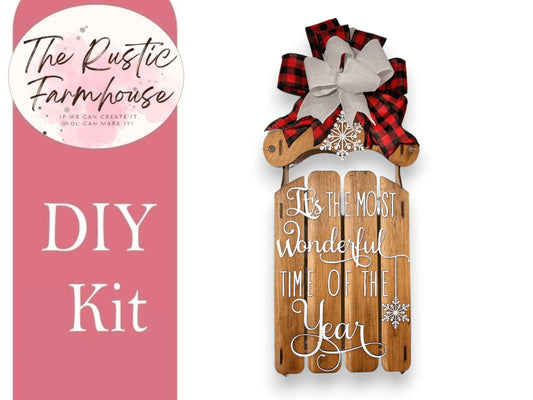 Sled Door Hanger, It's the Most Wonderful Time of the Year, Farmhouse Sled, Unfinished DIY Wood Kit - RusticFarmhouseDecor