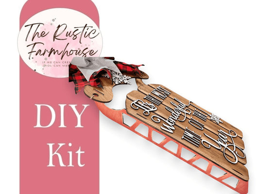 Sled Door Hanger, It's the Most Wonderful Time of the Year, Farmhouse Sled, Unfinished DIY Wood Kit - RusticFarmhouseDecor