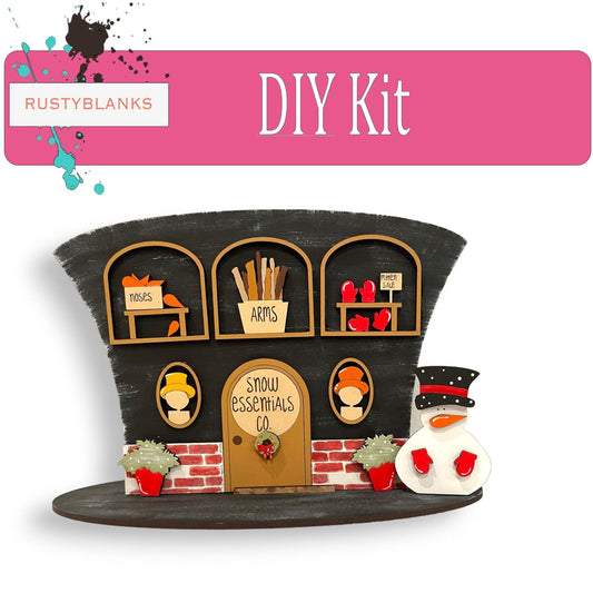 Snow Essentials Company Christmas Village DIY, Snowman Hat Decor - RusticFarmhouseDecor