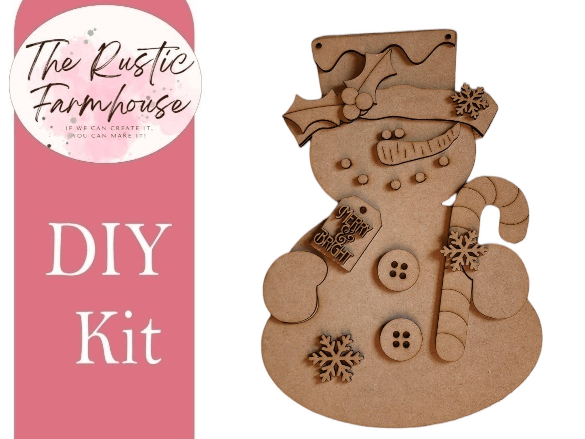 Snowman Candy Cane Door Hanger Diy Wood Blank - RusticFarmhouseDecor