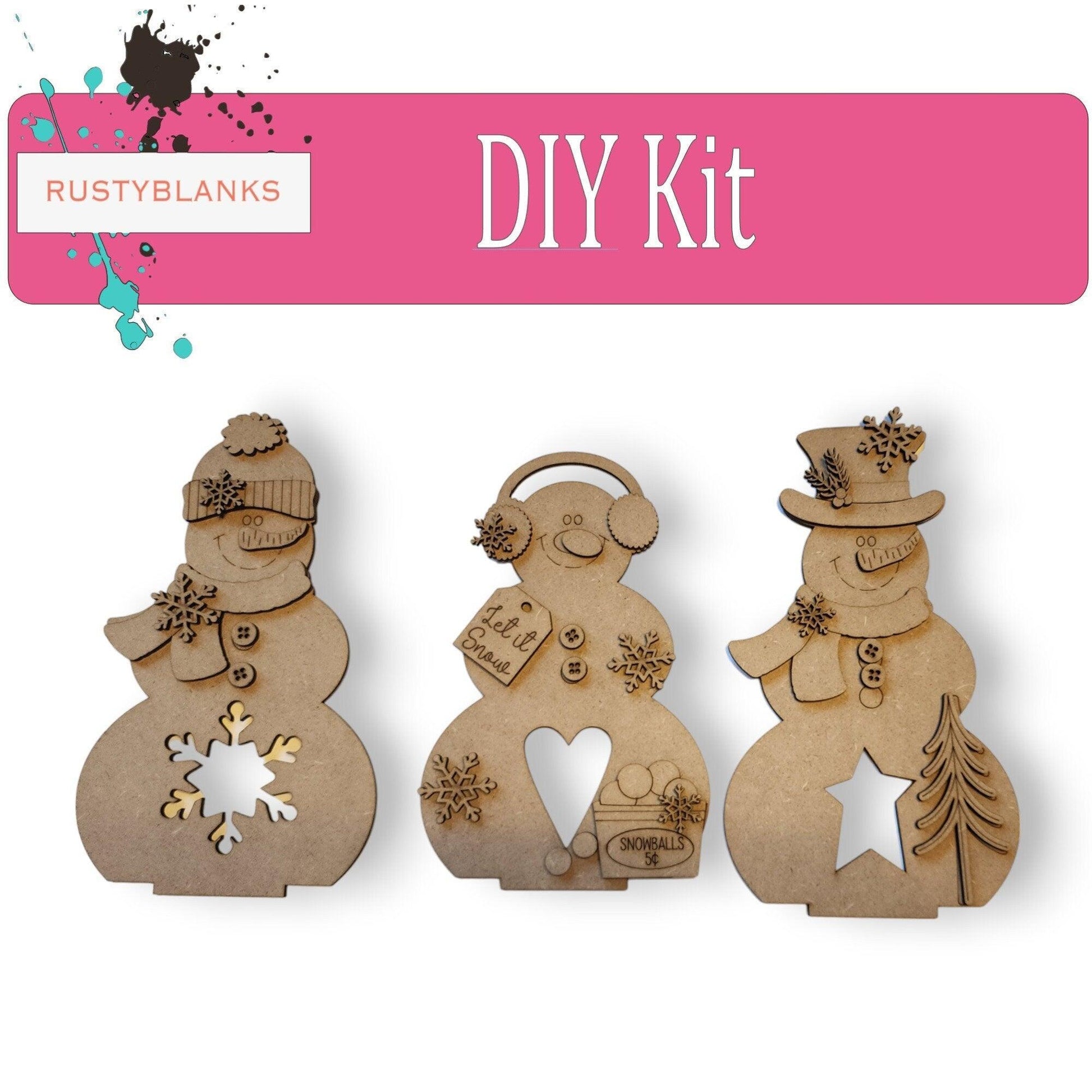 Snowman DIY Votive Set, Shelf Sitters, Christmas Decor - RusticFarmhouseDecor