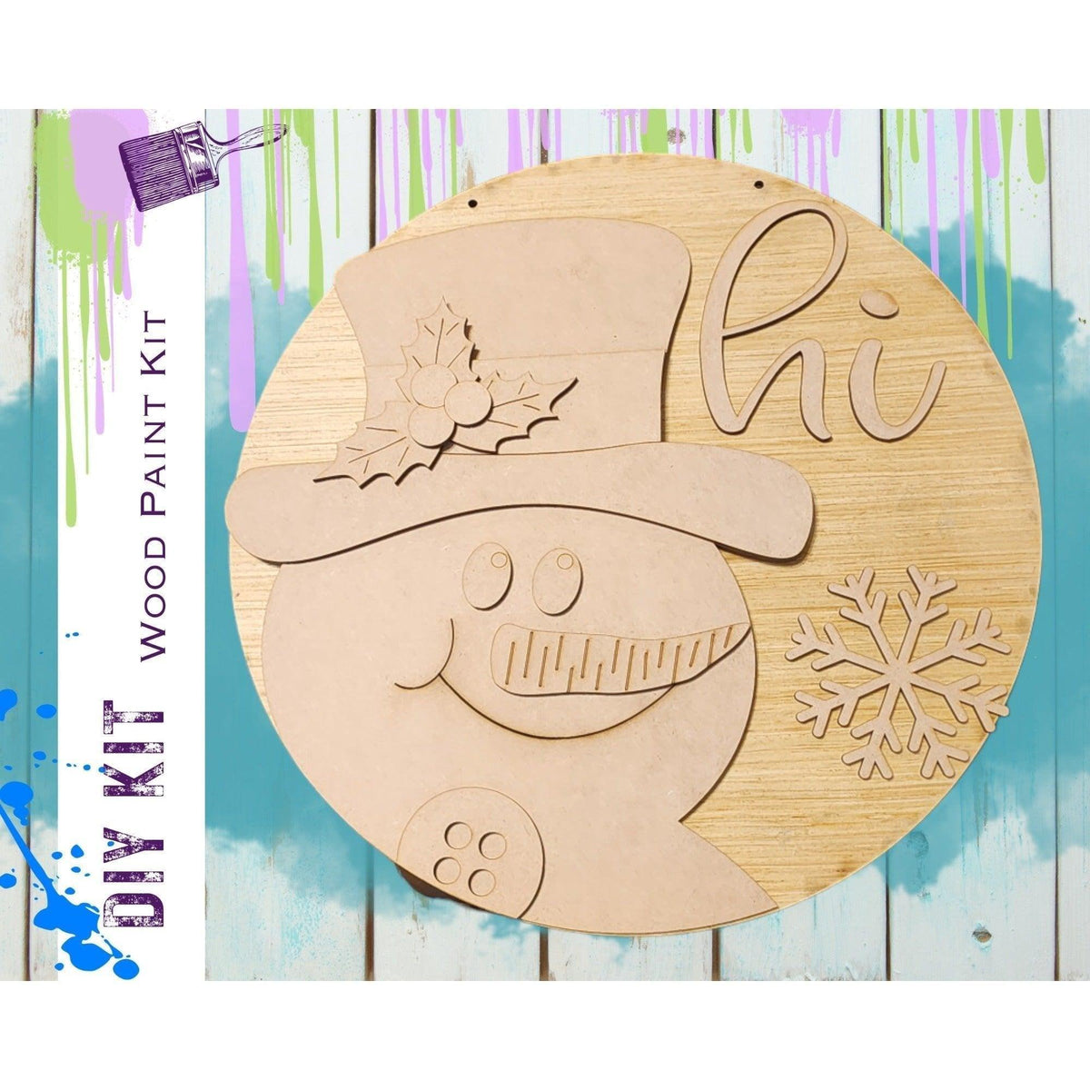 Snowman "Hi" Winter Door Hanger - RusticFarmhouseDecor