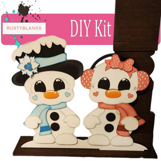 Snowmen Couple Insert for our Large Interchangeable Post or Fence - RusticFarmhouseDecor