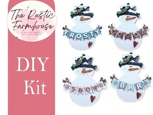 Snowmen Ornaments With Banners Holiday Tree Decor DIY Kit - RusticFarmhouseDecor