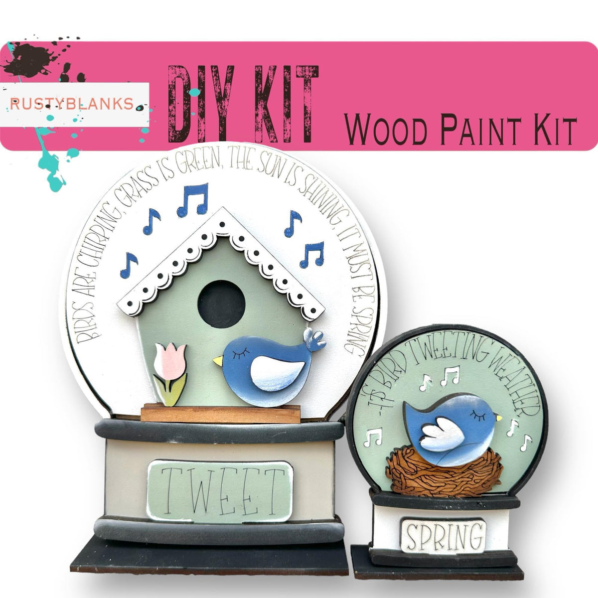 Spring Birdhouse Insert for Snow Globe DIY Interchangeable Decor, Gift fo Her - RusticFarmhouseDecor