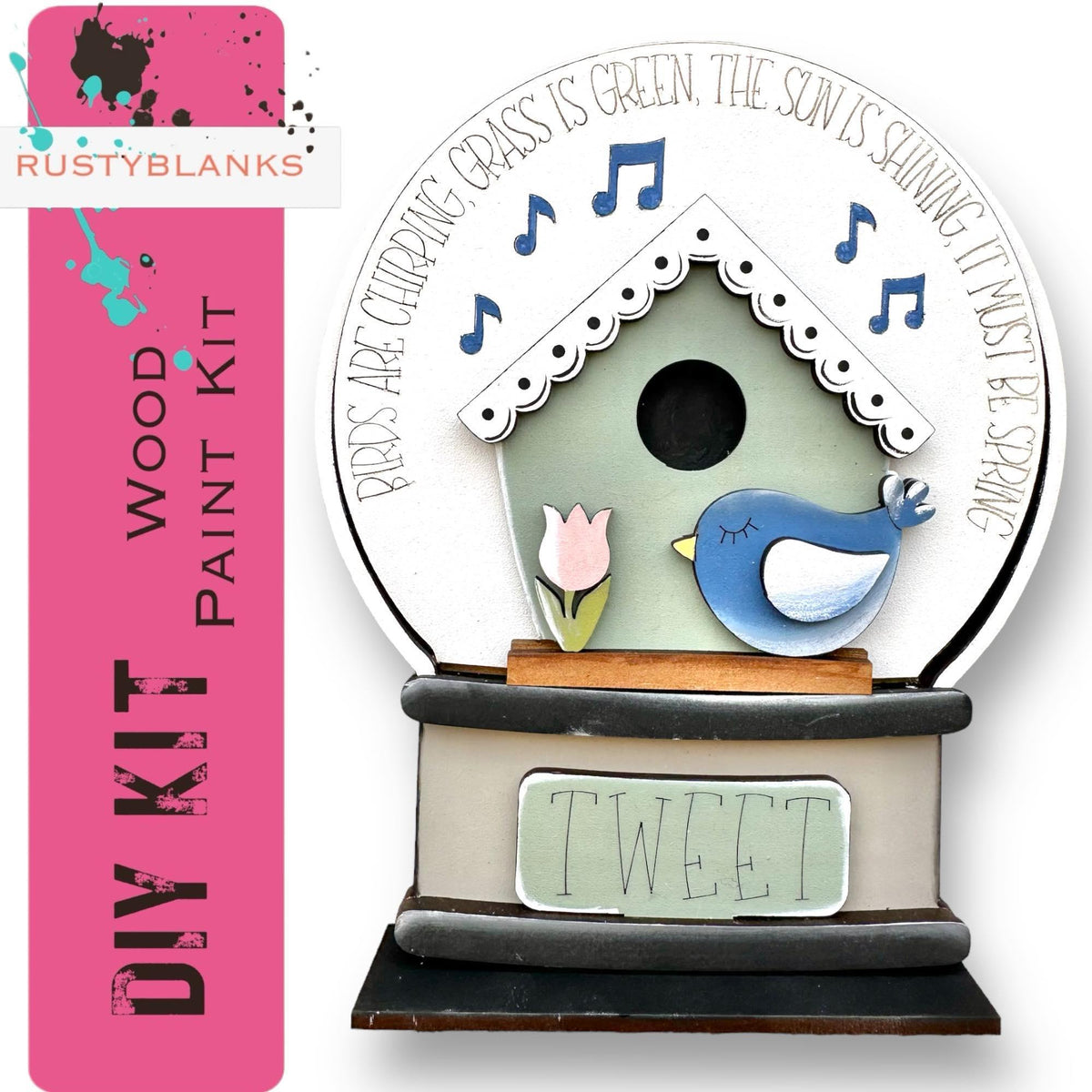 Spring Birdhouse Insert for Snow Globe DIY Interchangeable Decor, Gift fo Her - RusticFarmhouseDecor