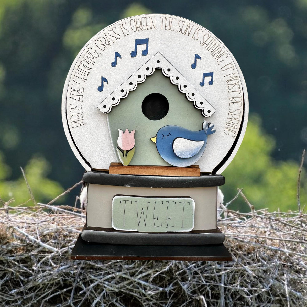 Spring Birdhouse Insert for Snow Globe DIY Interchangeable Decor, Gift fo Her - RusticFarmhouseDecor