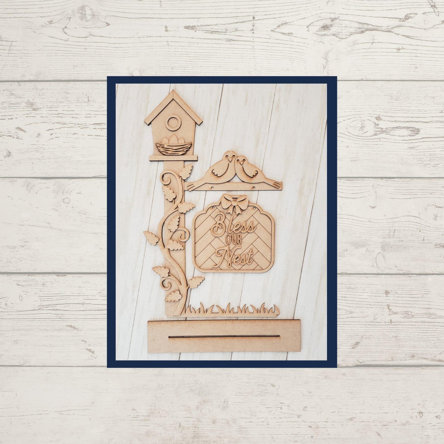 Spring Bless Our Nest Shelf Sitter - RusticFarmhouseDecor