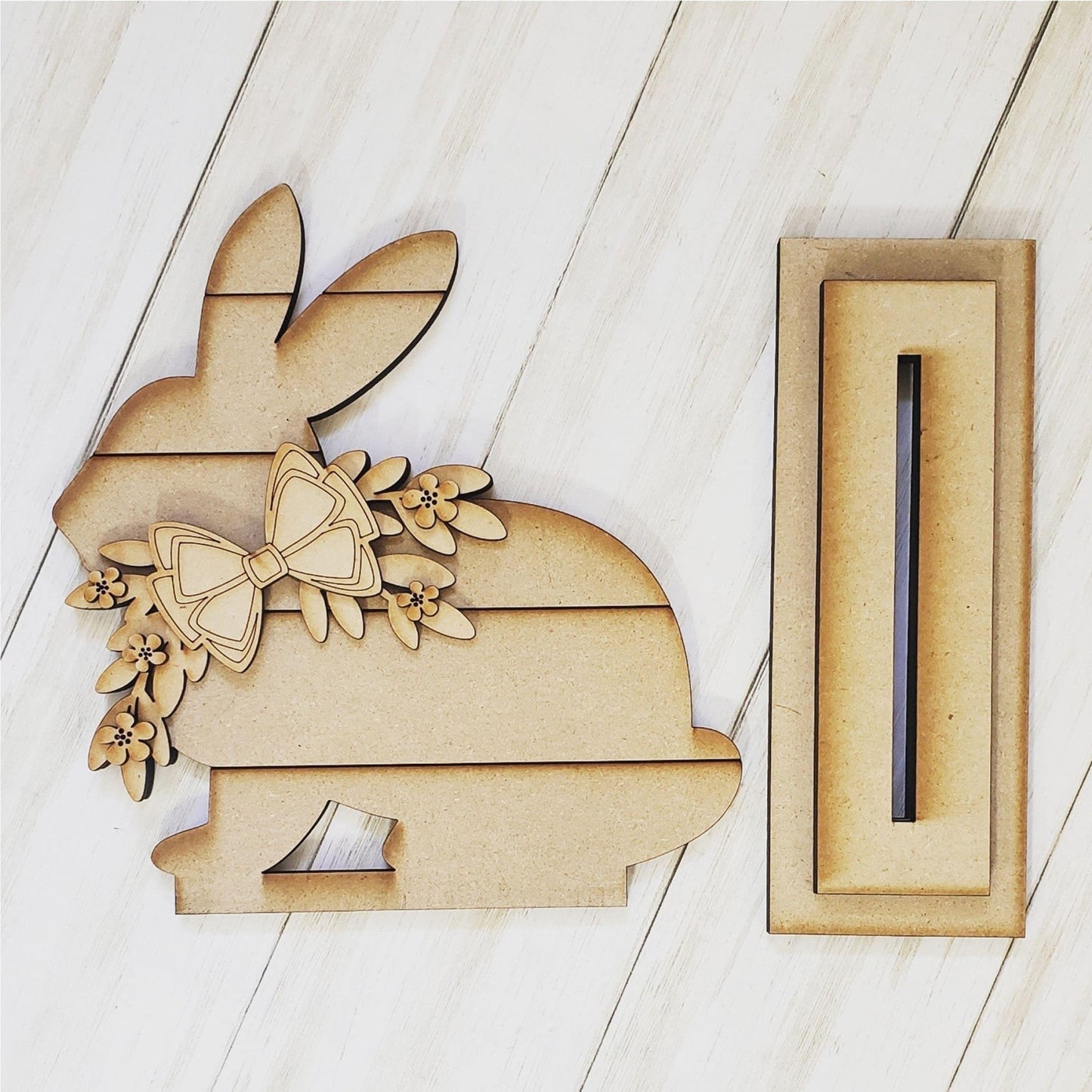 Spring Easter Shiplap Rabbit Shelf Sitters DIY - RusticFarmhouseDecor