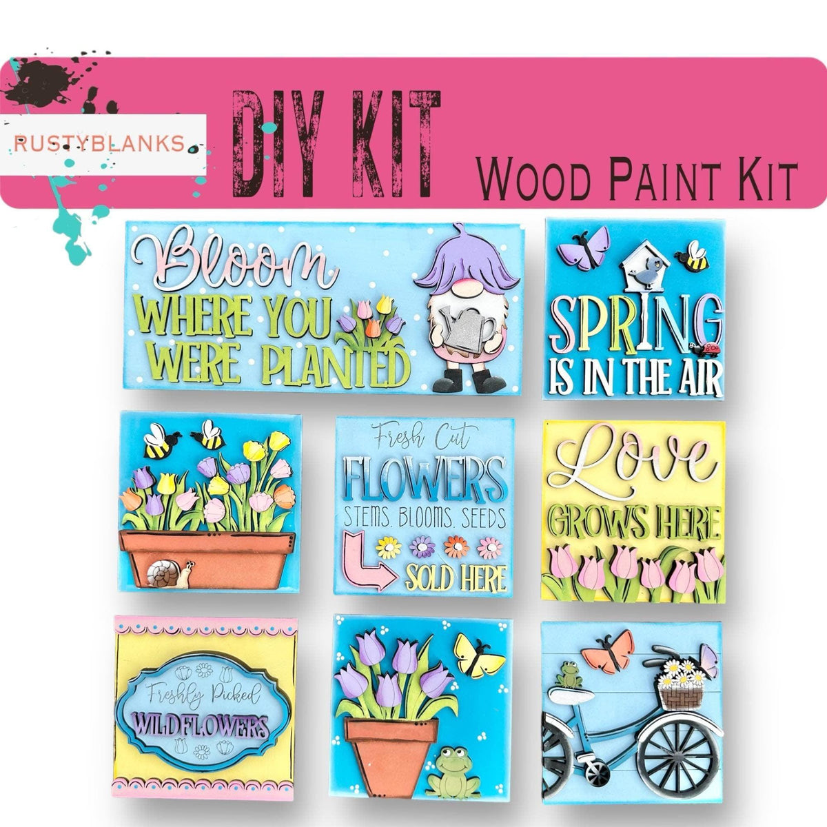 Spring Gnome Tiles For The Leaning Ladder - RusticFarmhouseDecor