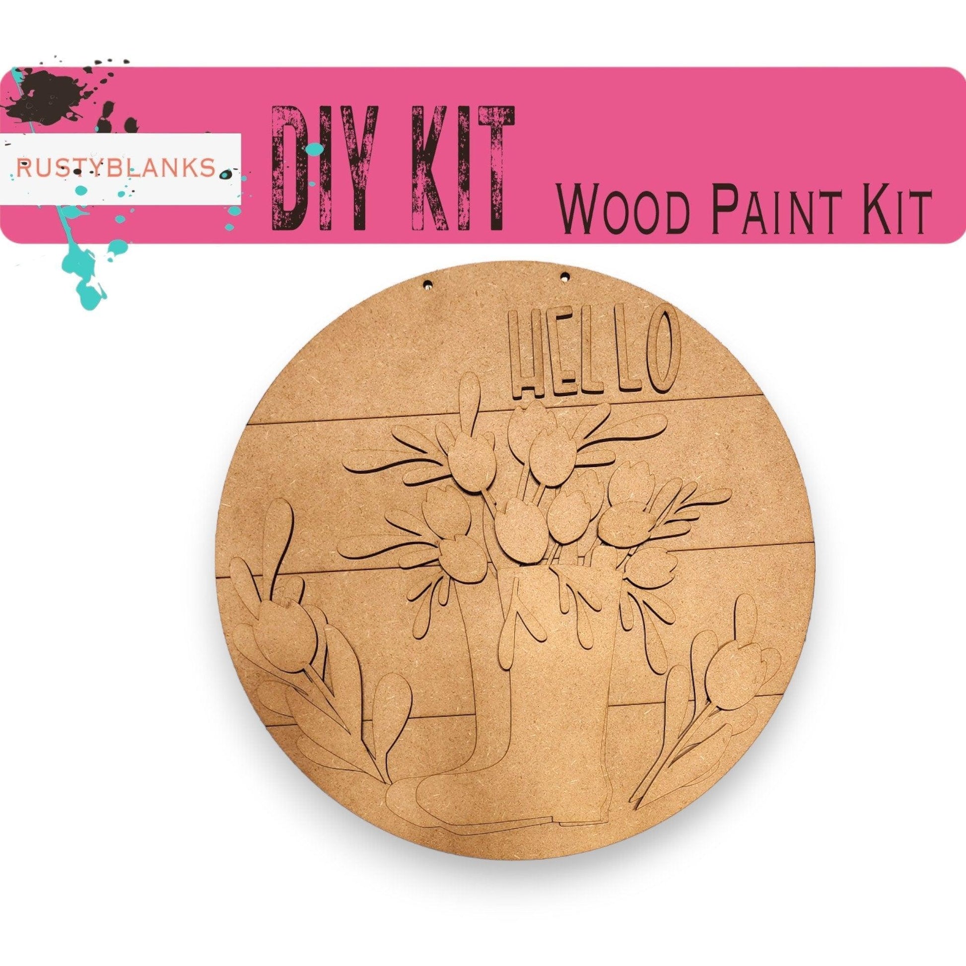 Spring Tulips and Boots DIY Door Hanger - Wood Blanks for Crafting - RusticFarmhouseDecor
