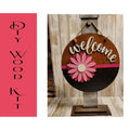 Spring Welcome with pink flower Door Hanger - RusticFarmhouseDecor