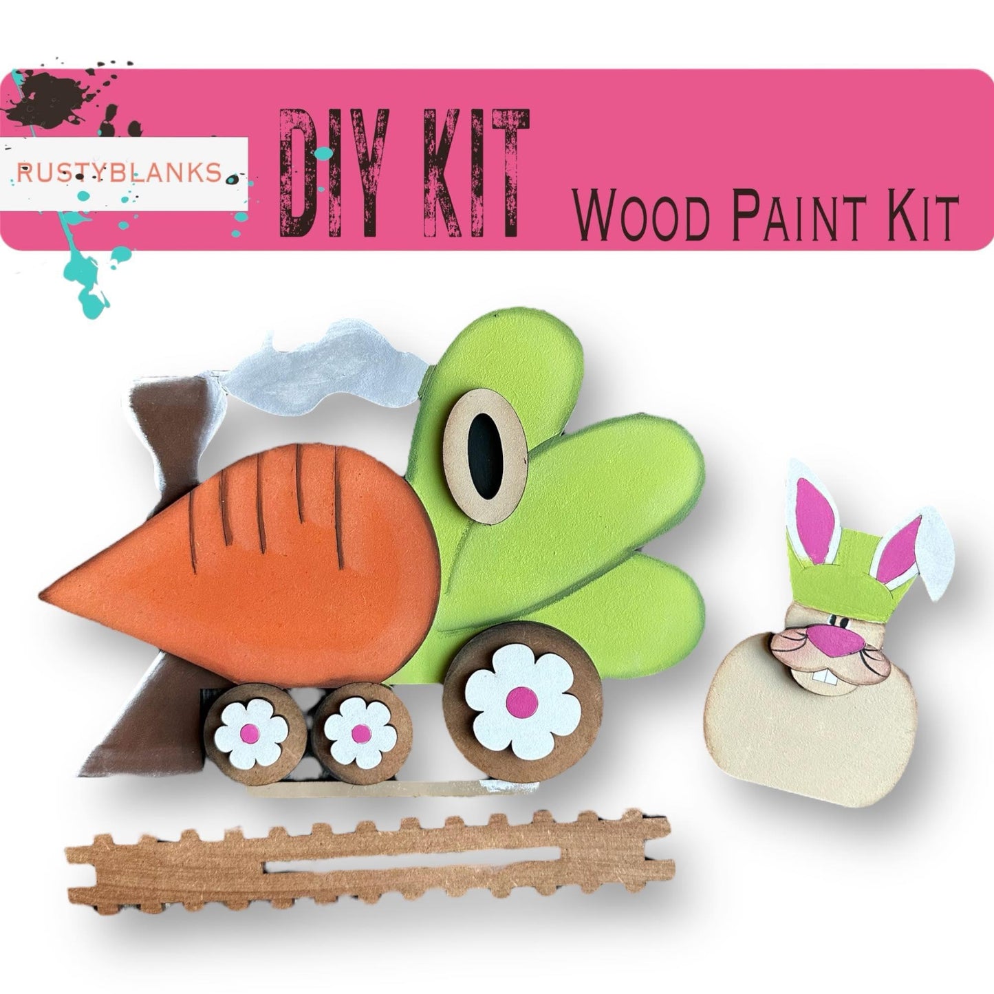 Spring/Easter Carrot Egg Standing Train - DIY Wood Blank Paint Kit - RusticFarmhouseDecor