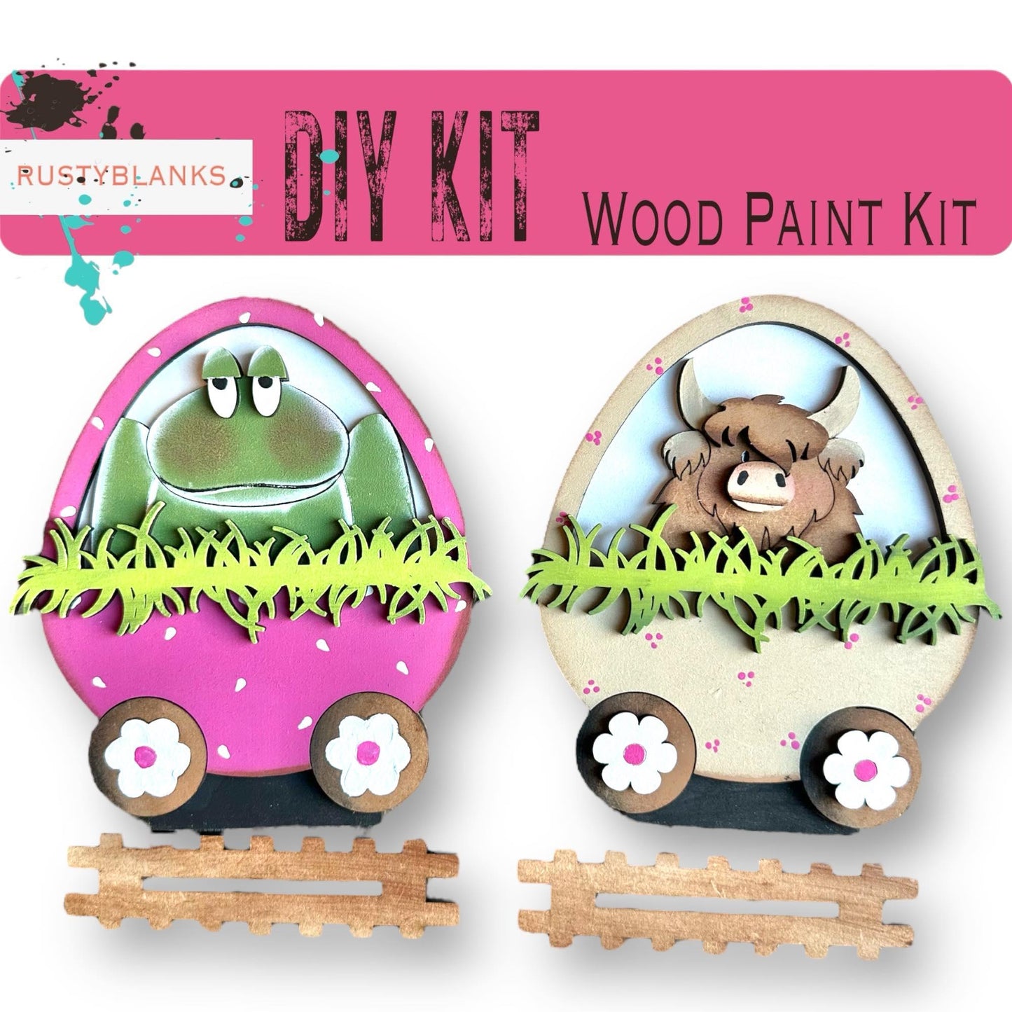 Spring/Easter Carrot Egg Standing Train - DIY Wood Blank Paint Kit - RusticFarmhouseDecor