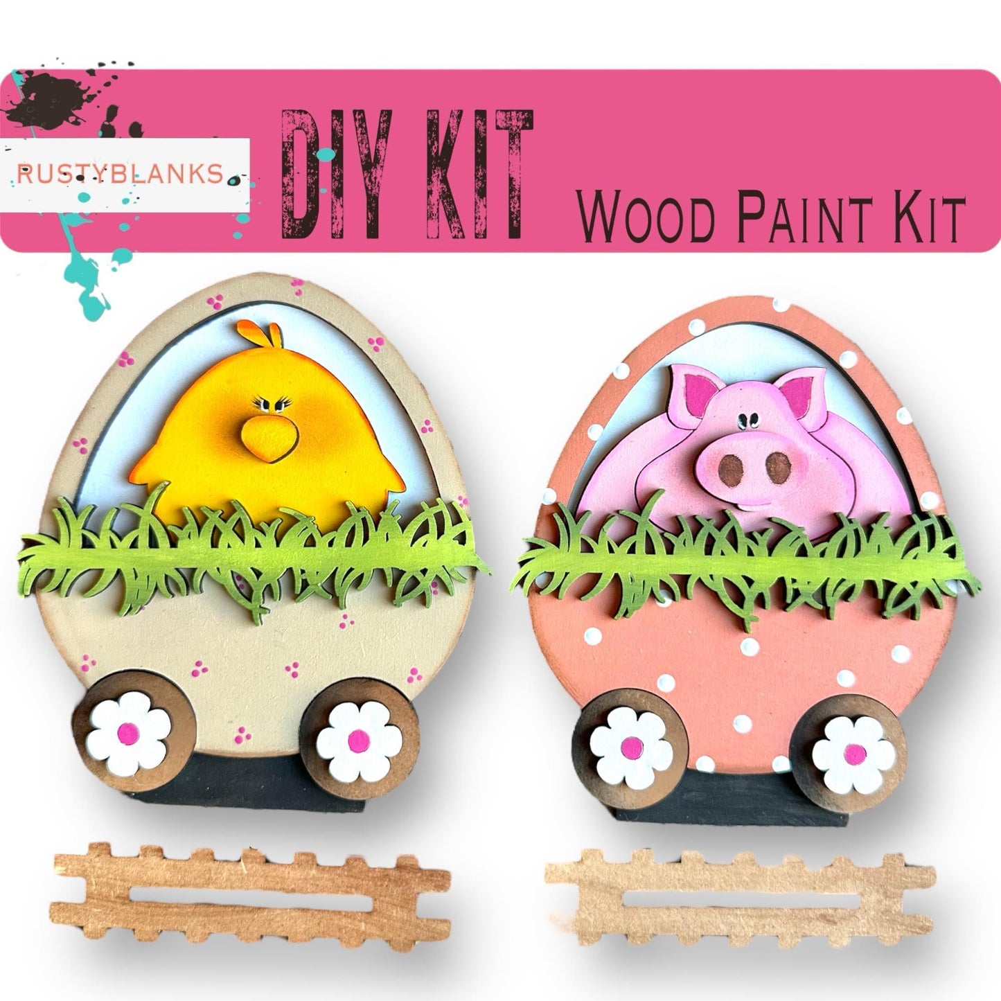 Spring/Easter Carrot Egg Standing Train - DIY Wood Blank Paint Kit - RusticFarmhouseDecor