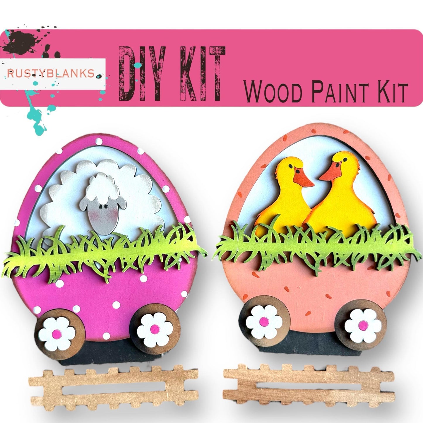 Spring/Easter Carrot Egg Standing Train - DIY Wood Blank Paint Kit - RusticFarmhouseDecor