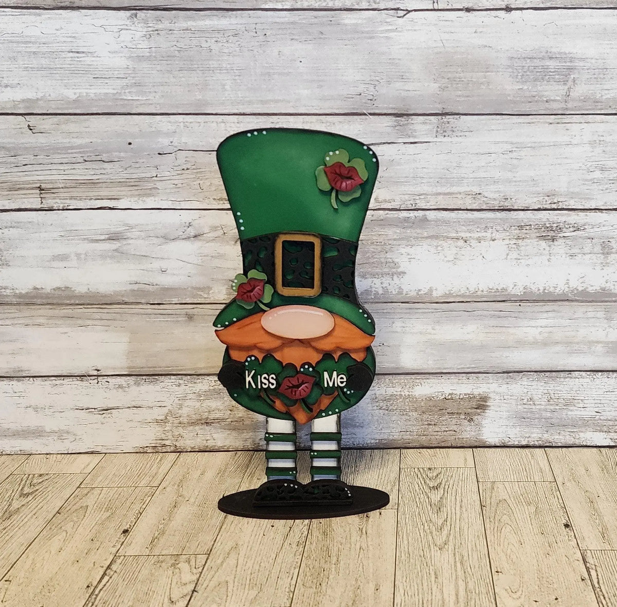 St. Pat's Standing Kiss Me Gnome DIY Shelf Sitter, St Pat's Home Decor DIY - RusticFarmhouseDecor